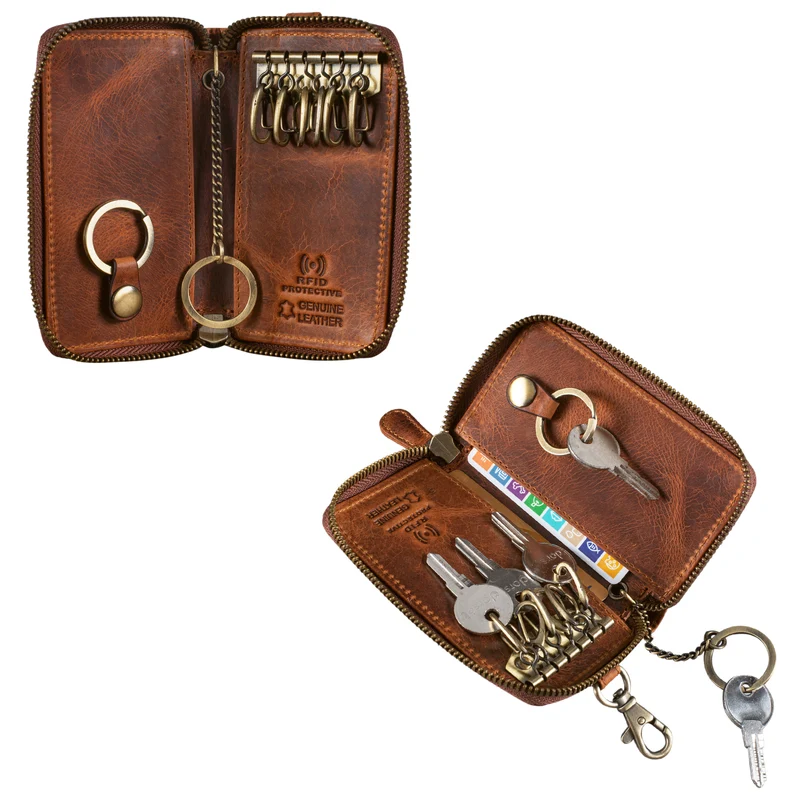 "Fidelis" Leder Schlüsselmäppchen Vintage