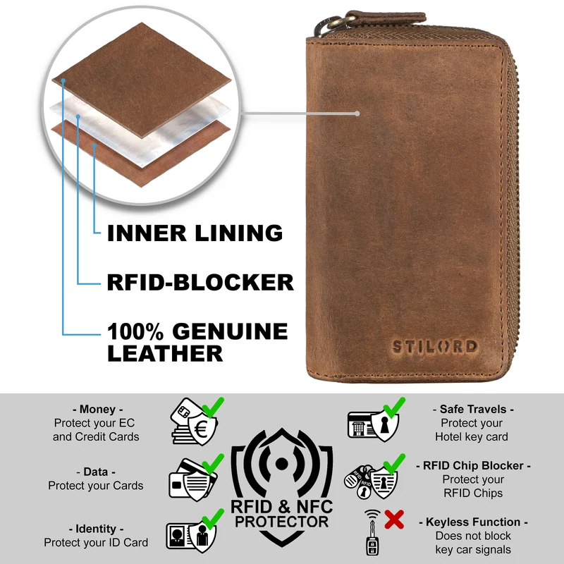 "Fidelis" Leder Schlüsselmäppchen Vintage