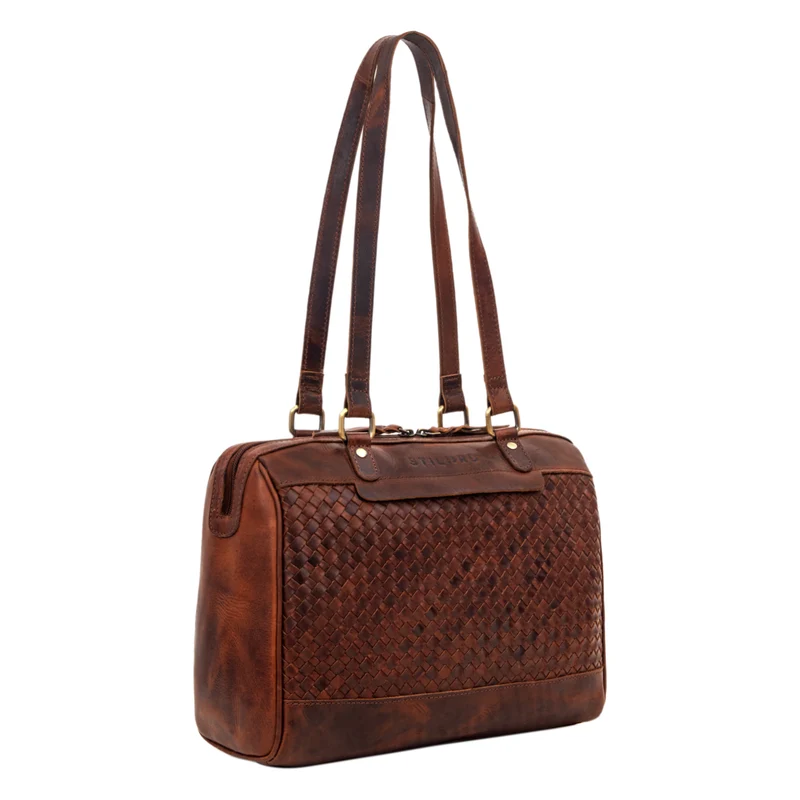 "Cosmea" Damen Business Schultertasche Groß geflochtenes Leder Elegant