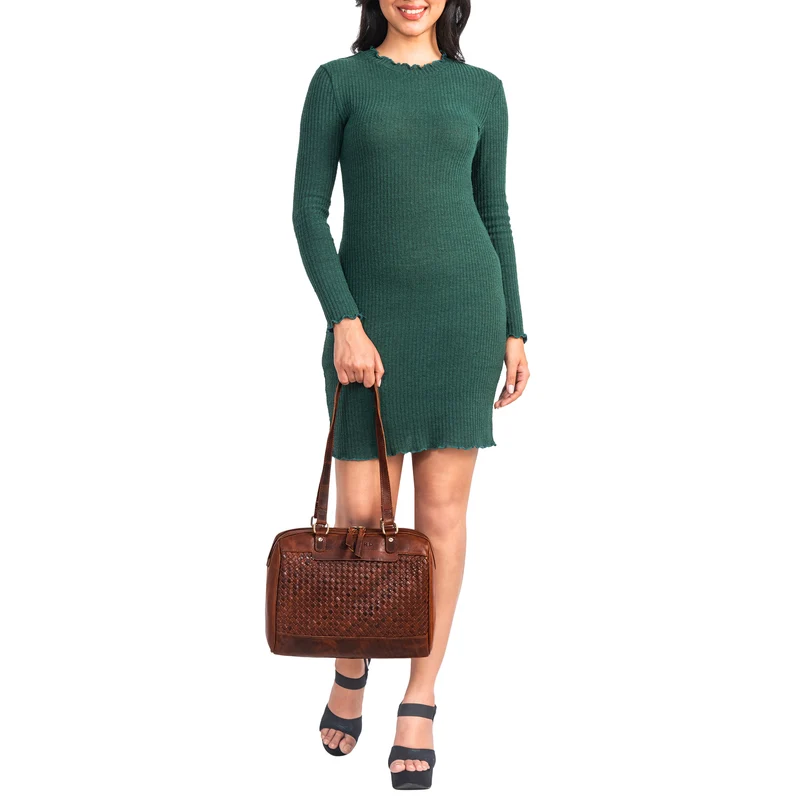"Cosmea" Damen Business Schultertasche Groß geflochtenes Leder Elegant
