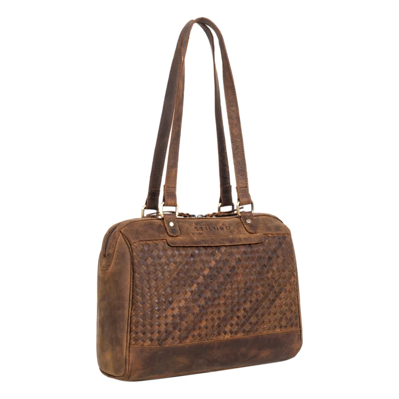 "Cosmea" Damen Business Schultertasche Groß geflochtenes Leder Elegant