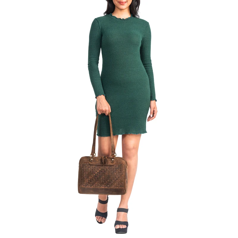 "Cosmea" Damen Business Schultertasche Groß geflochtenes Leder Elegant