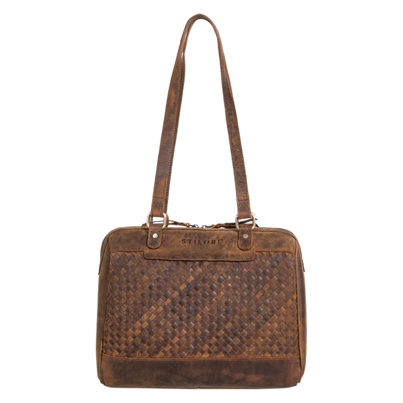 "Cosmea" Damen Business Schultertasche Groß geflochtenes Leder Elegant