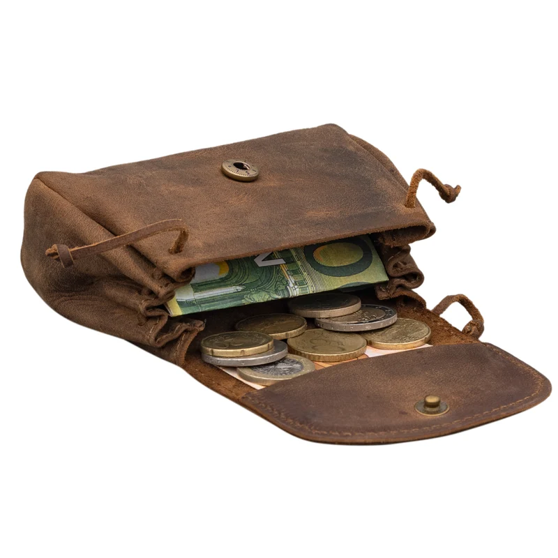 "Bronn" Vintage Lederbeutel Kleingeld Müzbeutel aus echtem leder