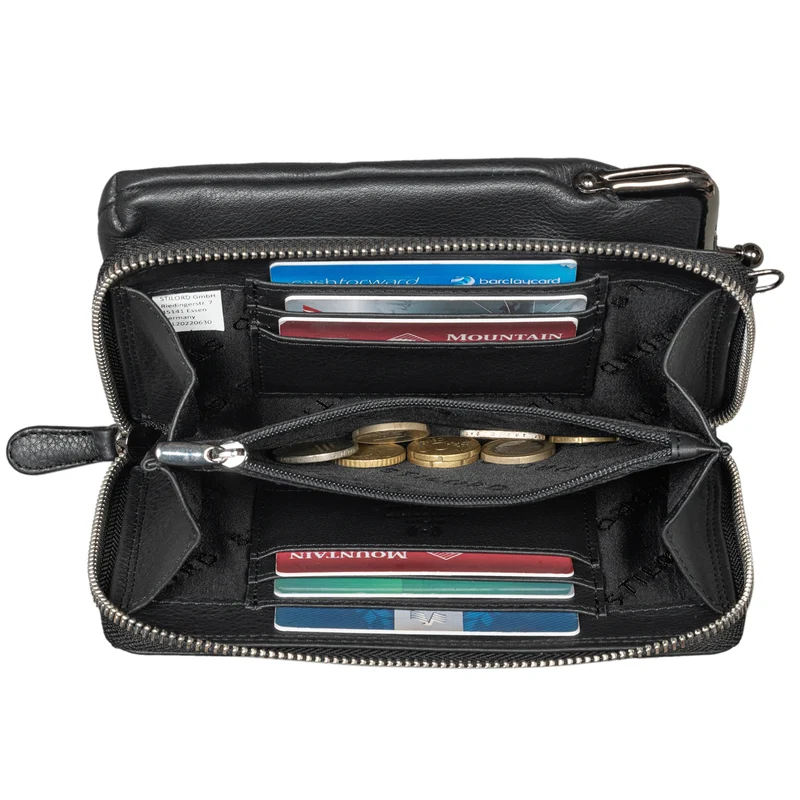 "Brea" Echt-Leder Vintage Damen-Geldbörse mit Handytasche zum Umhängen