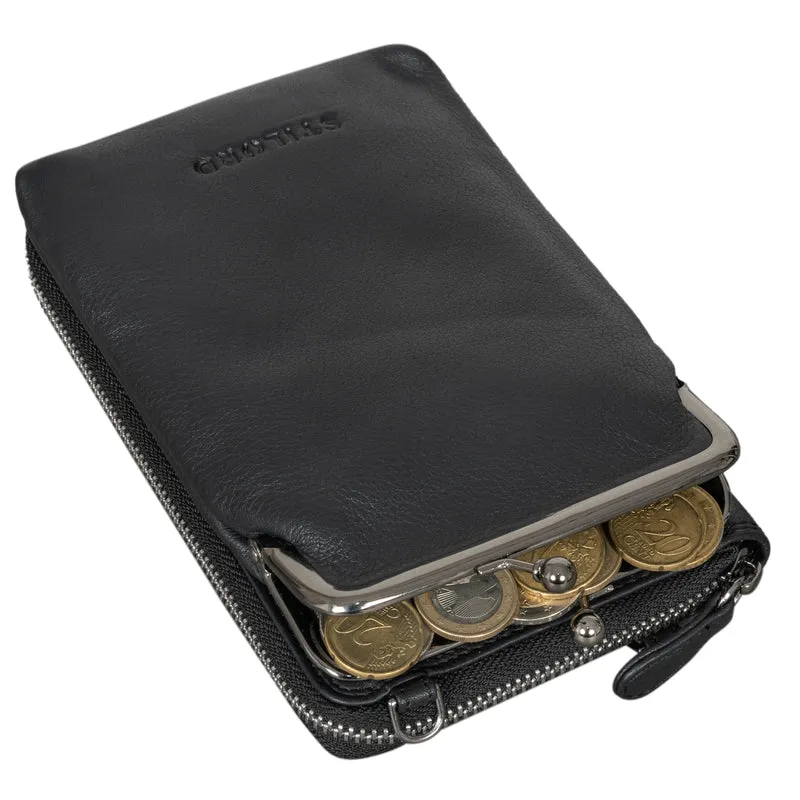 "Brea" Echt-Leder Vintage Damen-Geldbörse mit Handytasche zum Umhängen