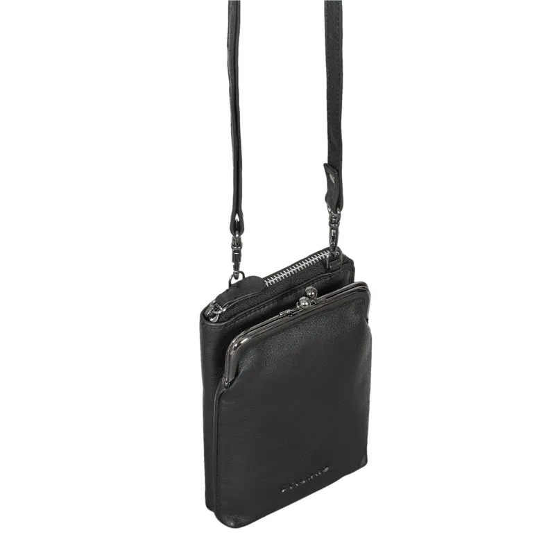 "Brea" Echt-Leder Vintage Damen-Geldbörse mit Handytasche zum Umhängen