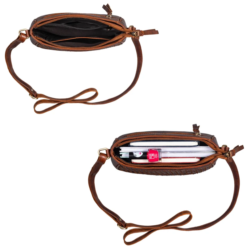 "Madita" Kleine Damen Handtasche Leder geflochten