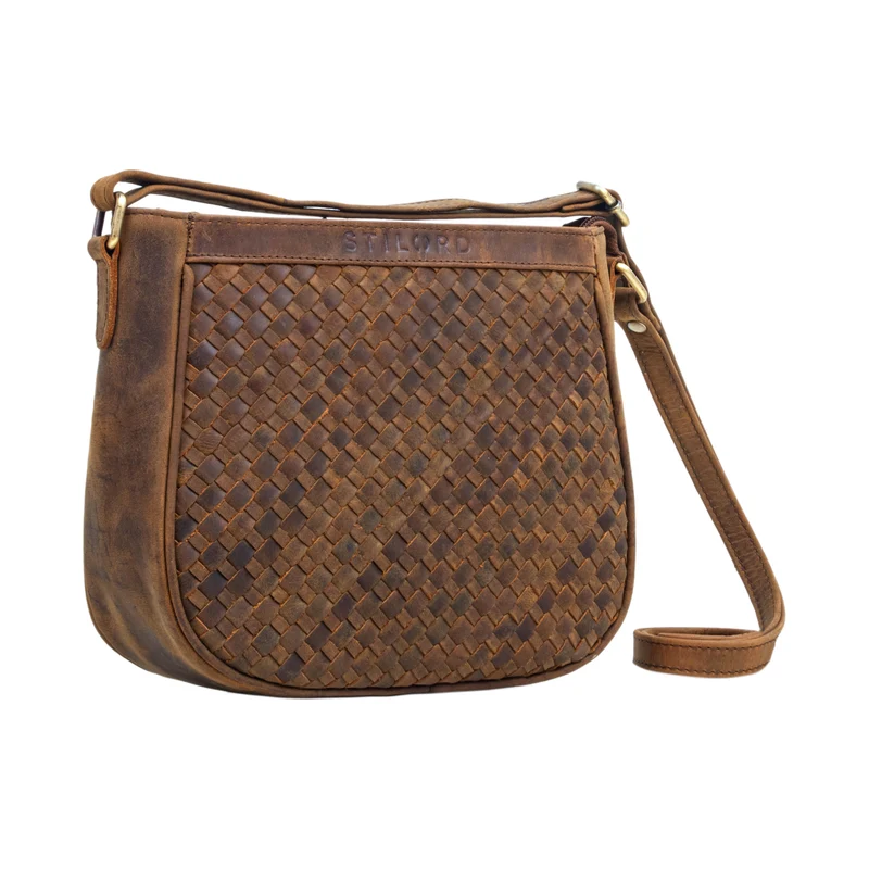 "Madita" Kleine Damen Handtasche Leder geflochten