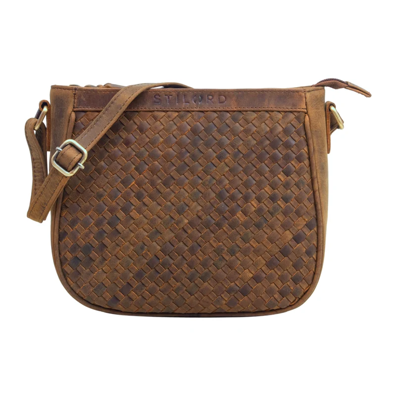 "Madita" Kleine Damen Handtasche Leder geflochten