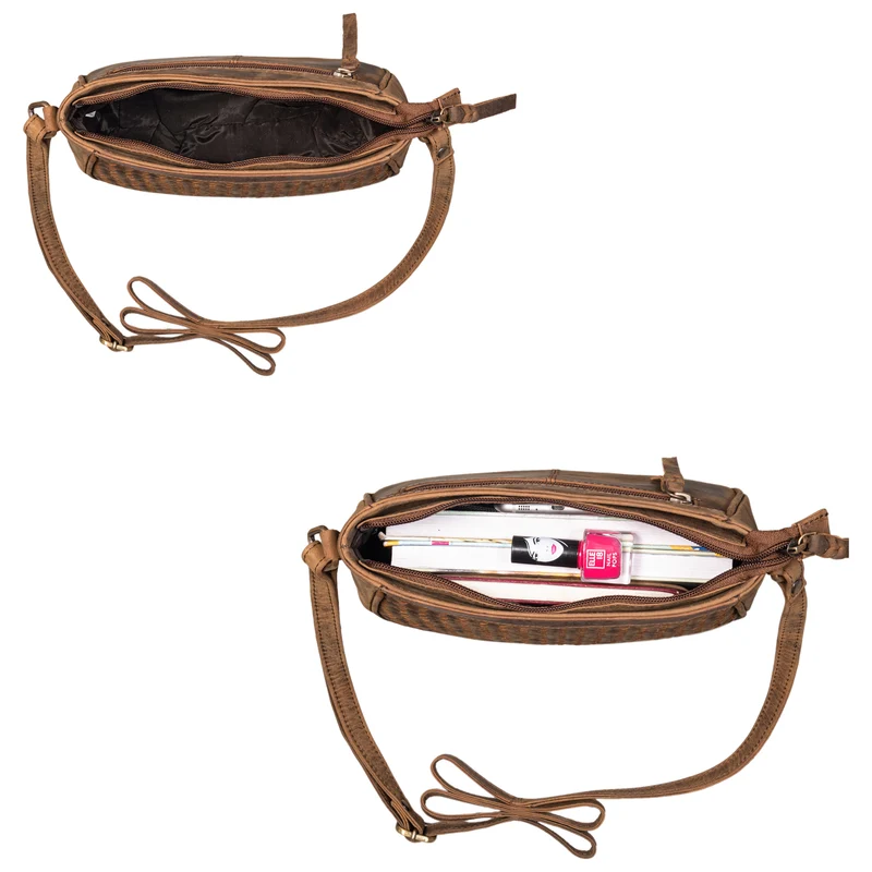 "Madita" Kleine Damen Handtasche Leder geflochten