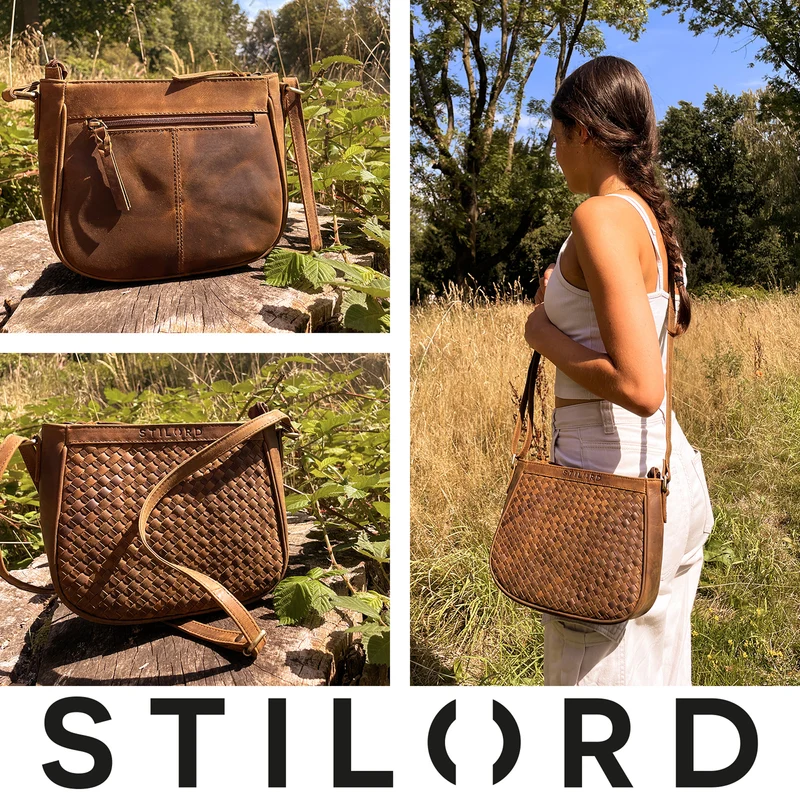 "Madita" Kleine Damen Handtasche Leder geflochten