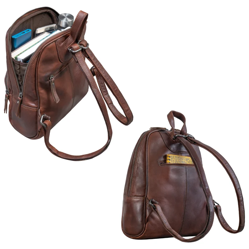 "Margot" Daypack Damen Leder Klein Vintage Rucksack Rucksackhandtasche