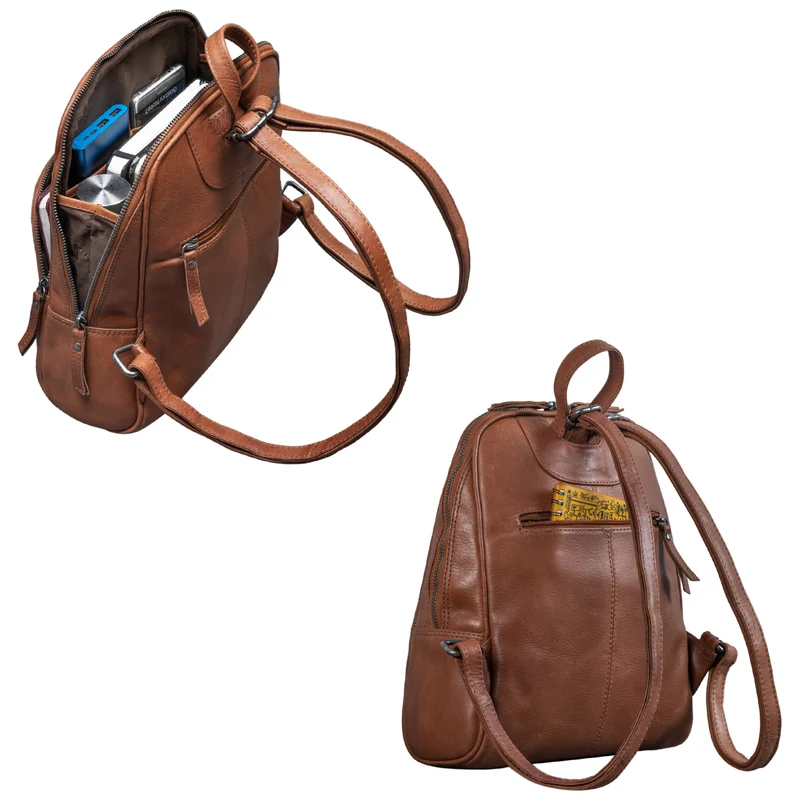 "Margot" Daypack Damen Leder Klein Vintage Rucksack Rucksackhandtasche