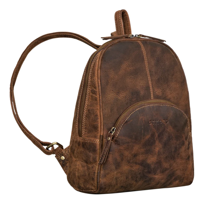 "Margot" Daypack Damen Leder Klein Vintage Rucksack Rucksackhandtasche