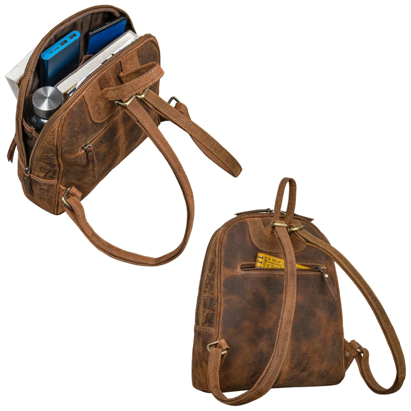 "Margot" Daypack Damen Leder Klein Vintage Rucksack Rucksackhandtasche
