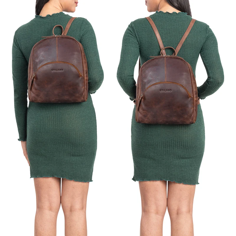 "Margot" Daypack Damen Leder Klein Vintage Rucksack Rucksackhandtasche