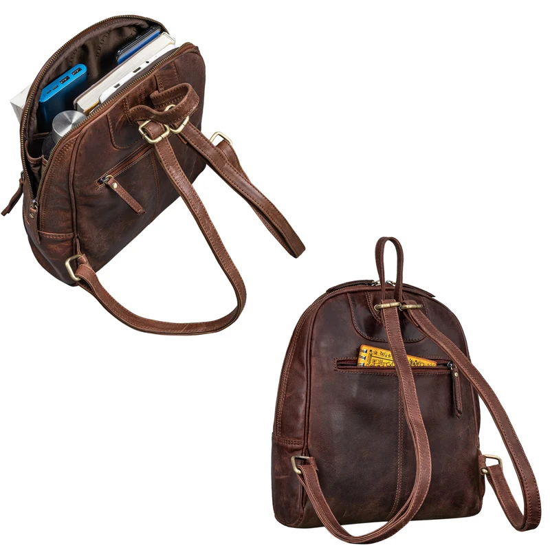 "Margot" Daypack Damen Leder Klein Vintage Rucksack Rucksackhandtasche