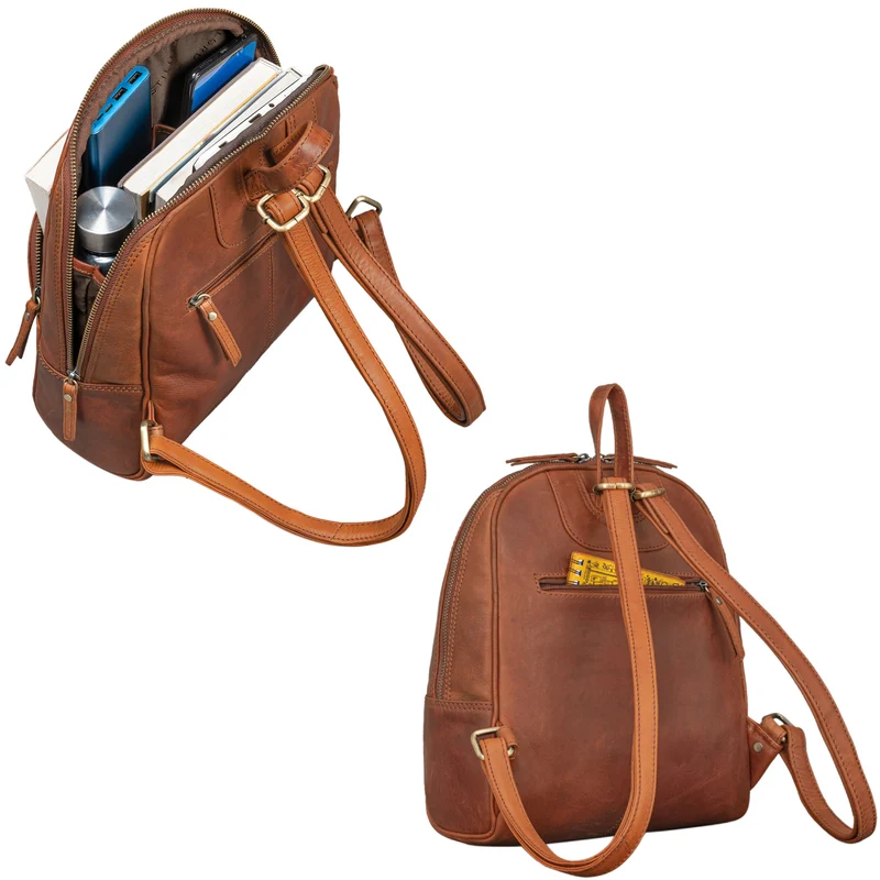 "Margot" Daypack Damen Leder Klein Vintage Rucksack Rucksackhandtasche
