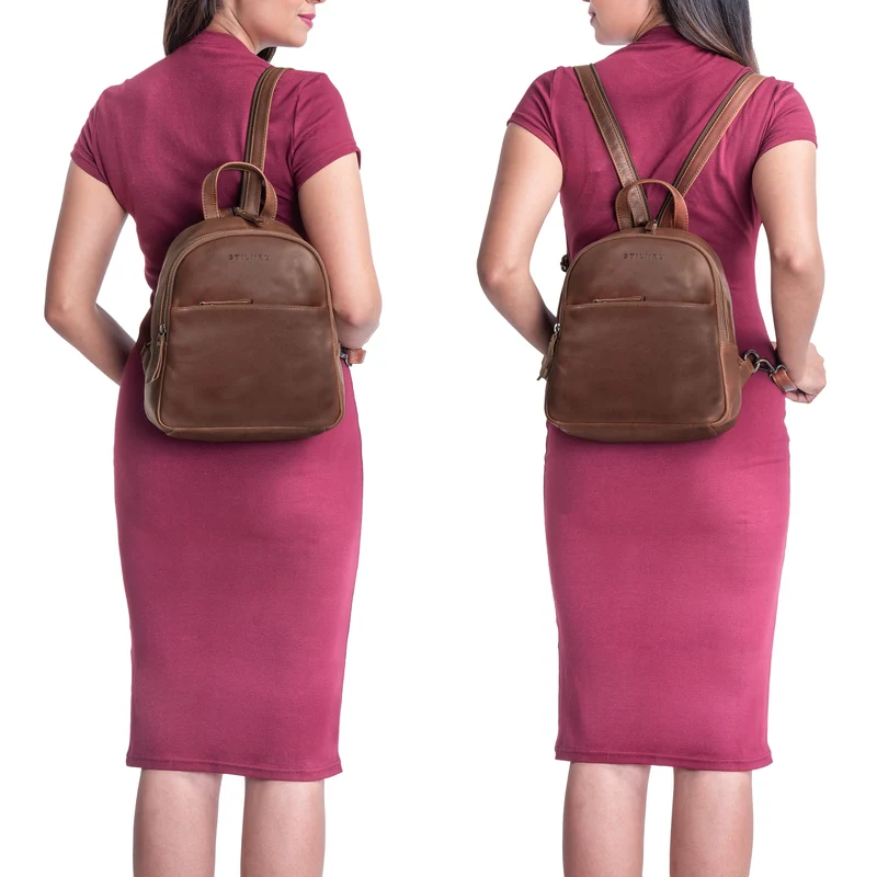 "Rey" 2-in-1 Crossbody Rucksack Sling Bag Leder Damen klein