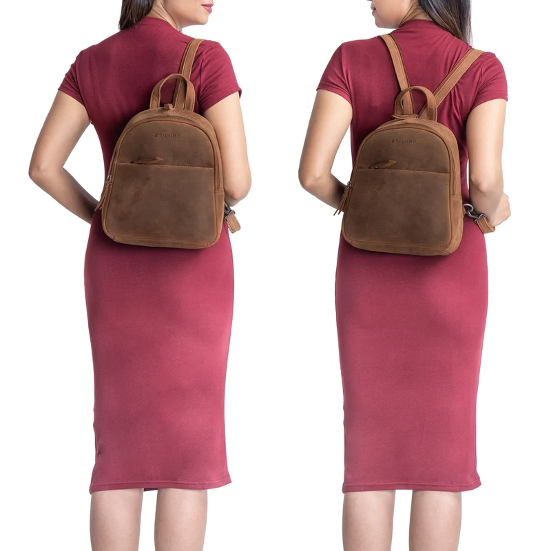 "Rey" 2-in-1 Crossbody Rucksack Sling Bag Leder Damen klein