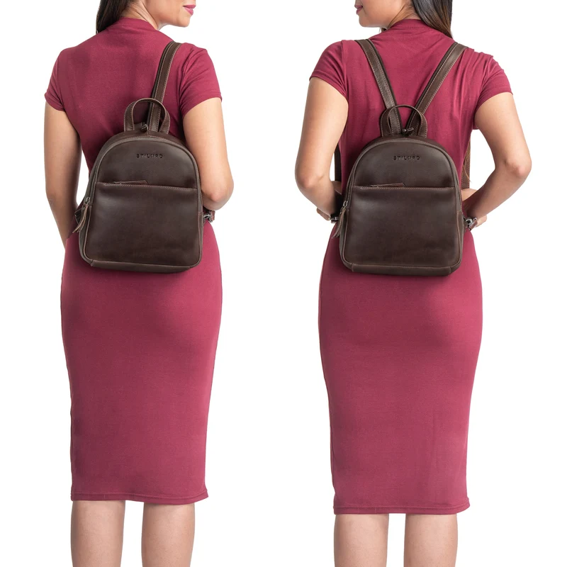 "Rey" 2-in-1 Crossbody Rucksack Sling Bag Leder Damen klein
