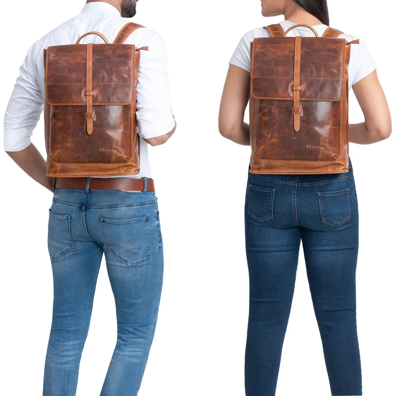 "Foster" Lederrucksack Groß Fahrrad Rucksack Vintage Echtleder