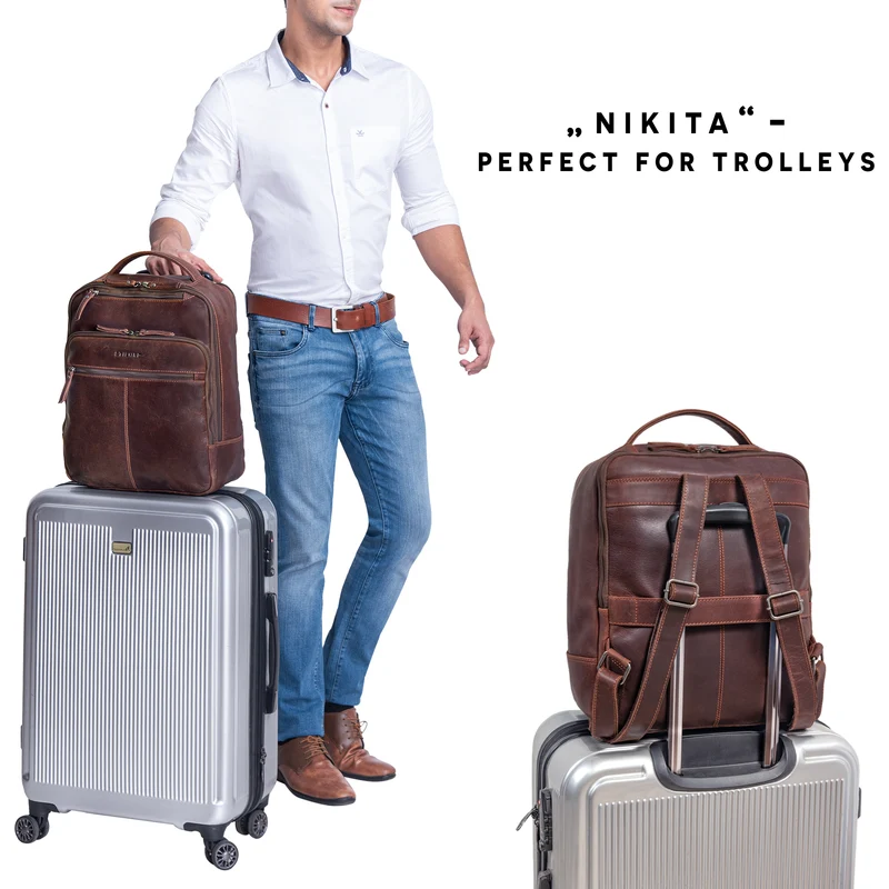 "Nikita" Laptoprucksack Leder Groß Unisex