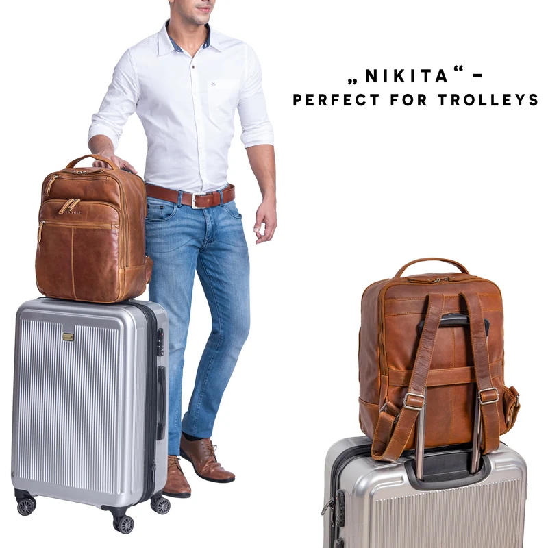 "Nikita" Laptoprucksack Leder Groß Unisex