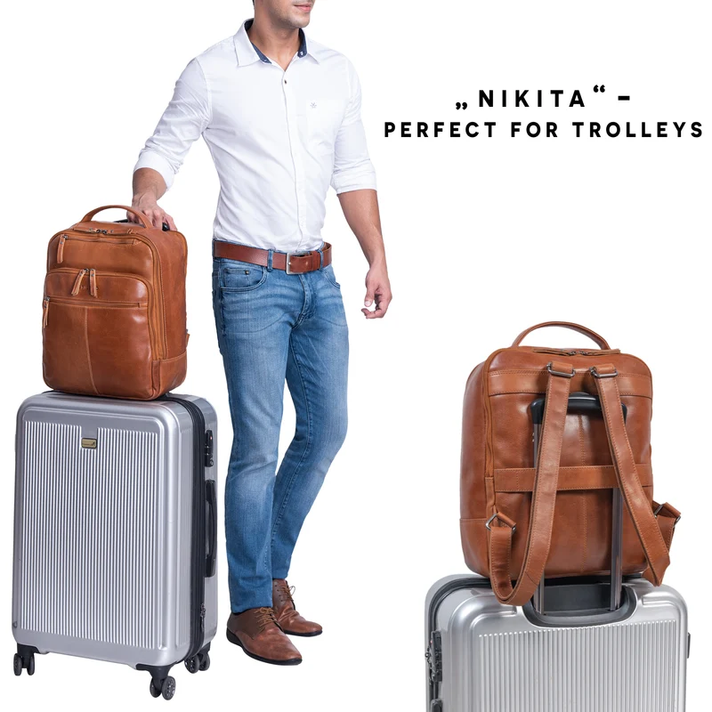 "Nikita" Laptoprucksack Leder Groß Unisex