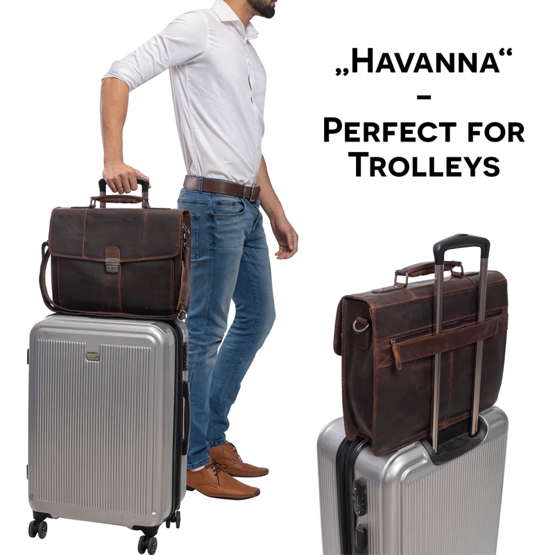 B-WARE "Havanna" Businesstasche Vintage Leder