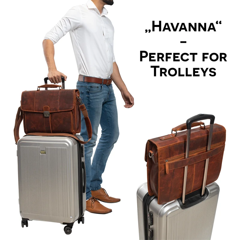 B-WARE "Havanna" Businesstasche Vintage Leder
