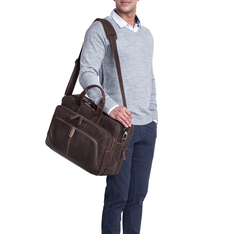"Rocco" Leder Aktentasche Herren Groß 15,6 Zoll Laptoptasche Business