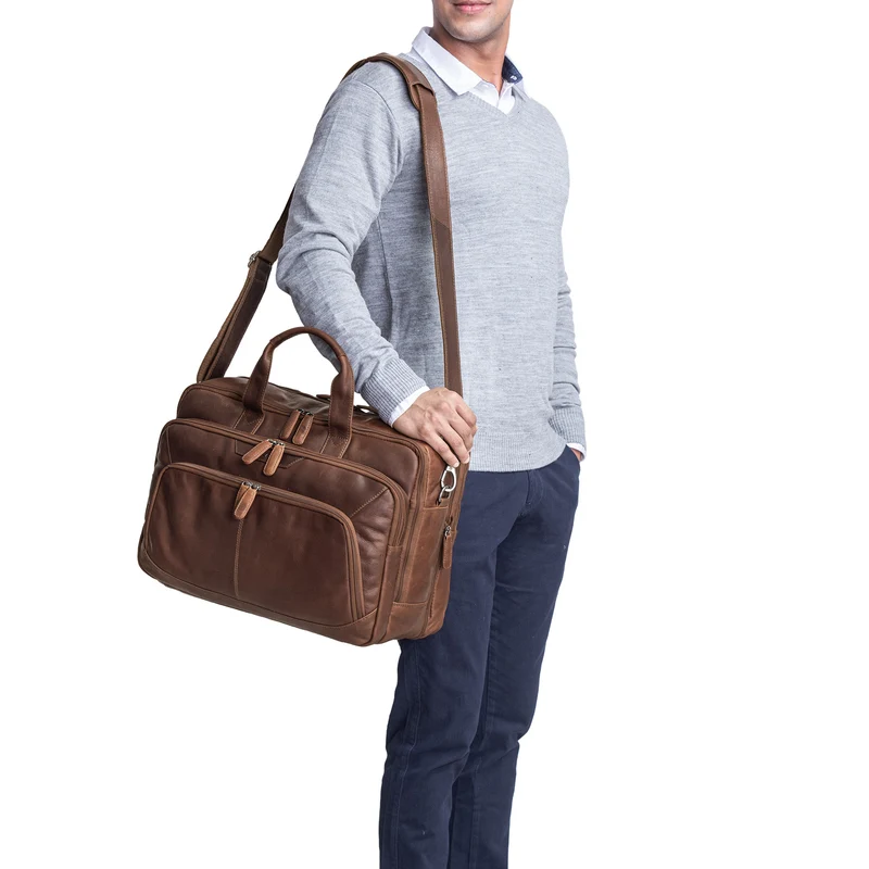 "Rocco" Leder Aktentasche Herren Groß 15,6 Zoll Laptoptasche Business