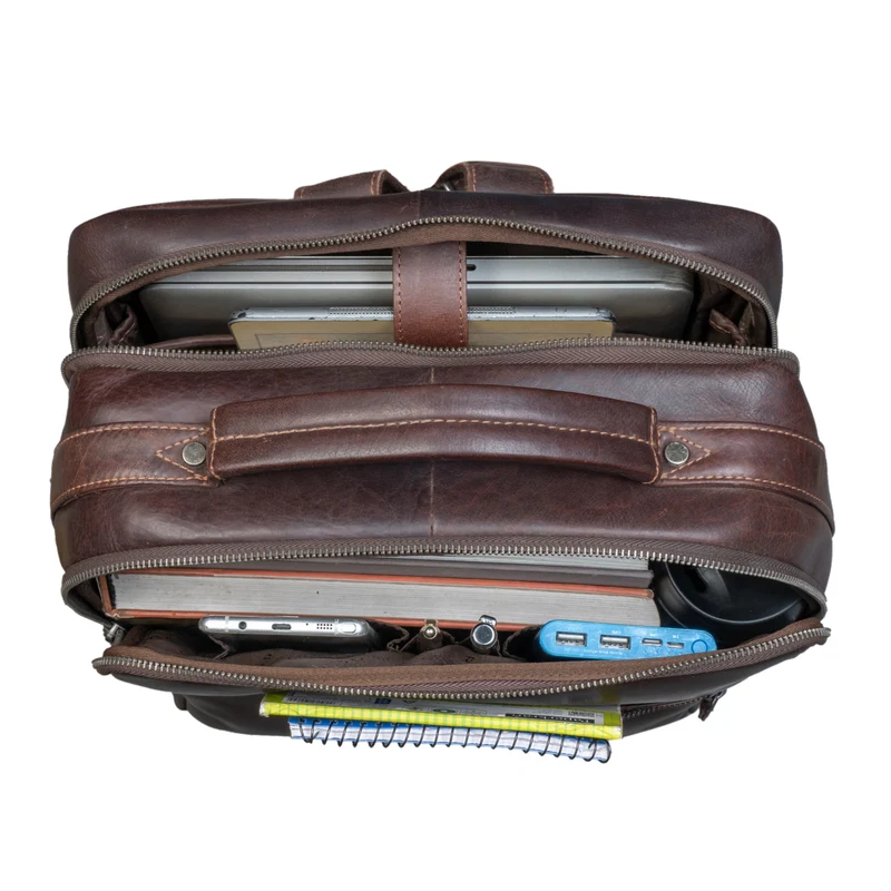 "Jason" Laptop Rucksack 17 Zoll groß Leder