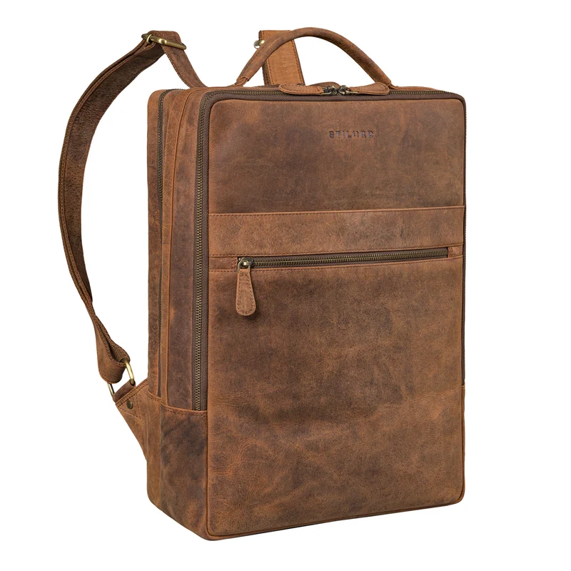 "Jason" Laptop Rucksack 17 Zoll groß Leder