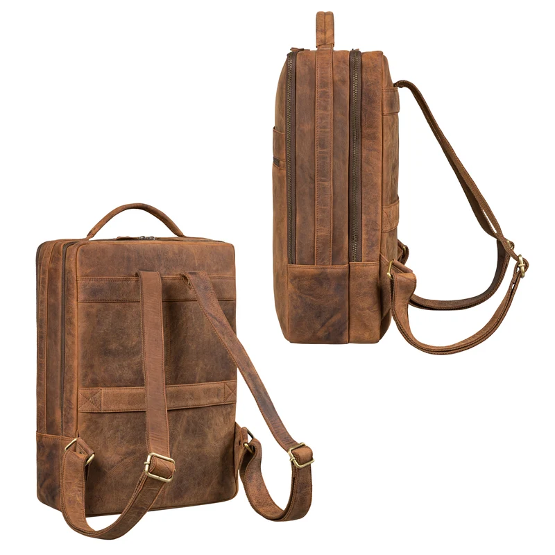 "Jason" Laptop Rucksack 17 Zoll groß Leder