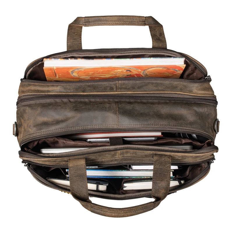"Gigantus" XXL Aktentasche Leder Laptoptasche 17 - 19 Zoll
