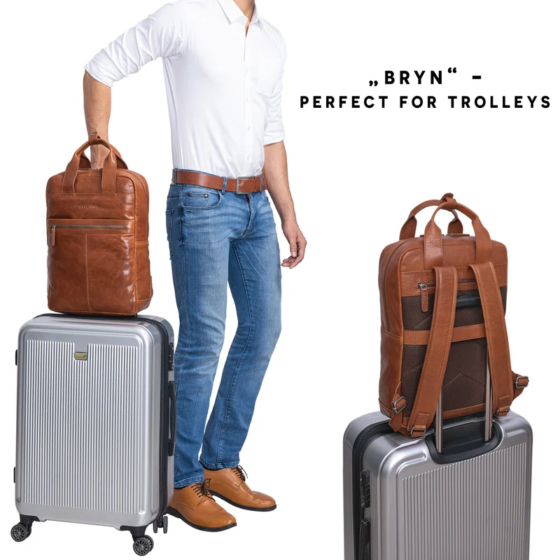 "Bryn" Leder Rucksack mit Laptopfach XL Business Rucksack Herren Damen