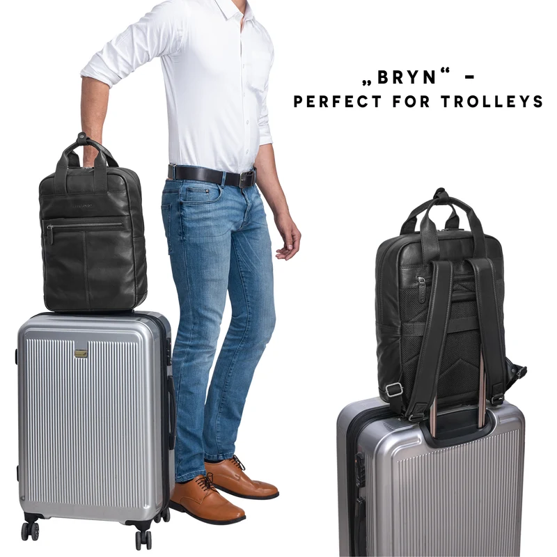 "Bryn" Leder Rucksack mit Laptopfach XL Business Rucksack Herren Damen