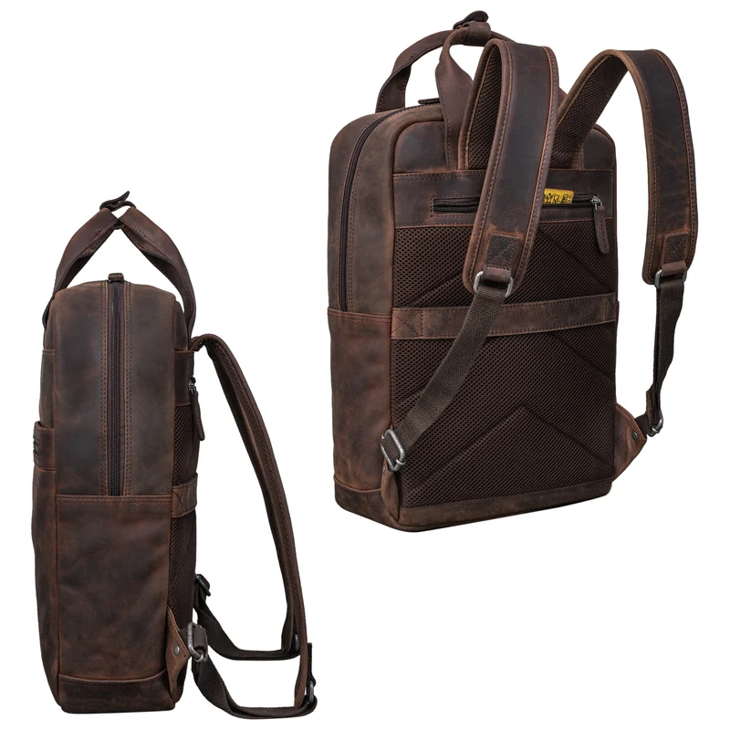 "Bryn" Leder Rucksack mit Laptopfach XL Business Rucksack Herren Damen