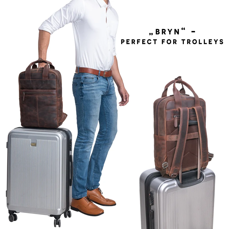 "Bryn" Leder Rucksack mit Laptopfach XL Business Rucksack Herren Damen