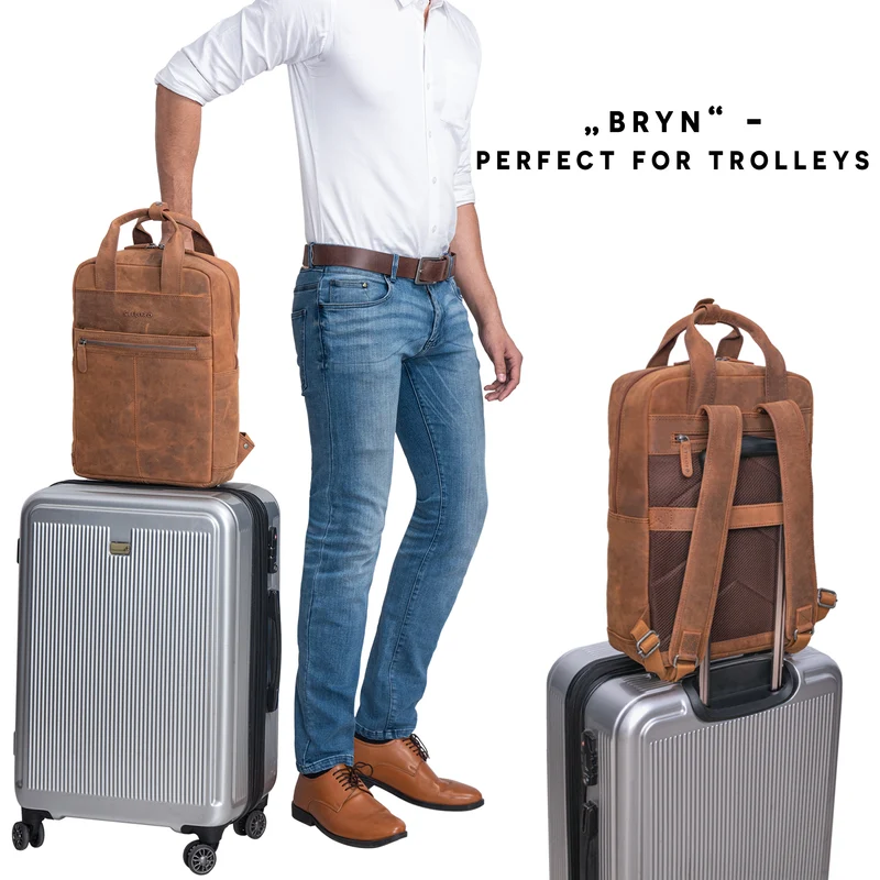 "Bryn" Leder Rucksack mit Laptopfach XL Business Rucksack Herren Damen
