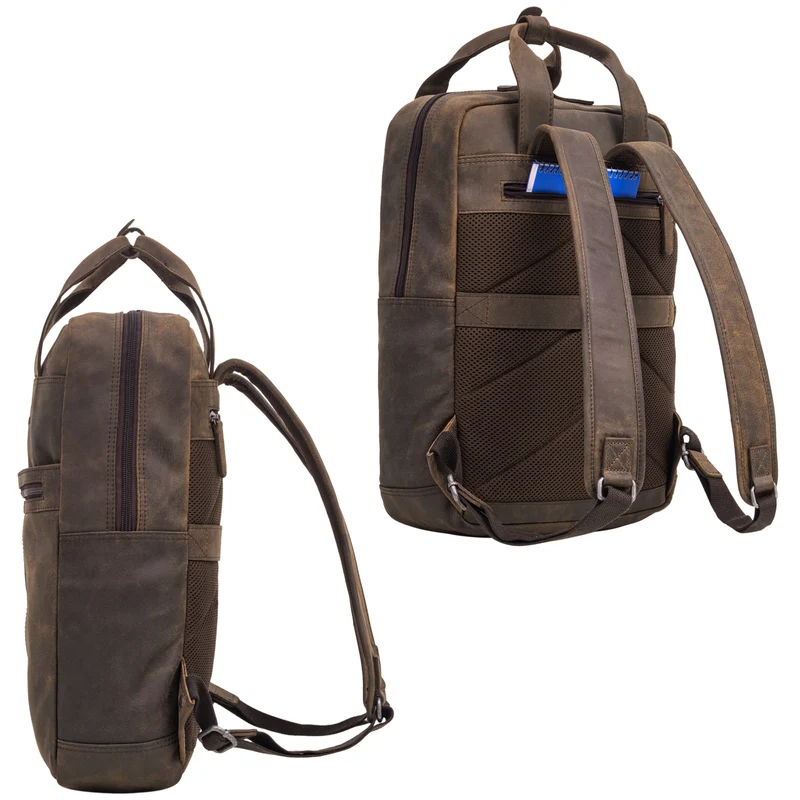 "Bryn" Leder Rucksack mit Laptopfach XL Business Rucksack Herren Damen