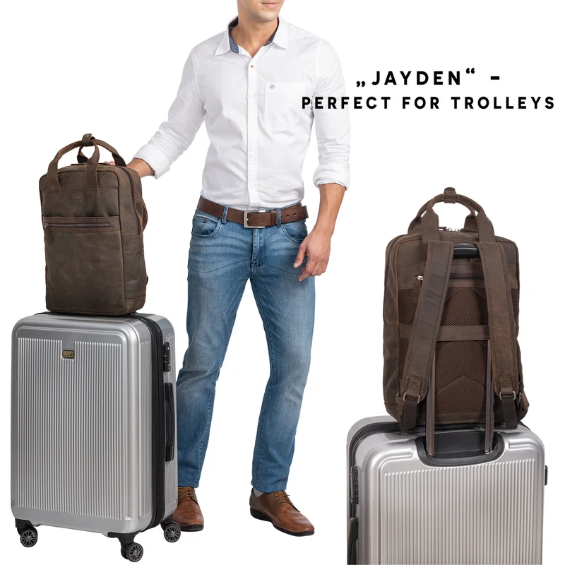 "Bryn" Leder Rucksack mit Laptopfach XL Business Rucksack Herren Damen