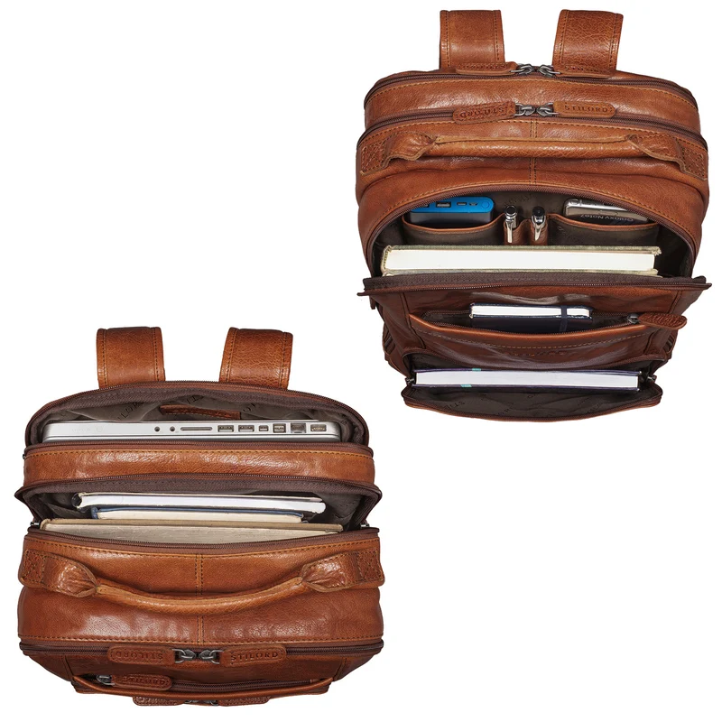 "Harlow" Leder Rucksack für Herren XL mit Laptop Fach 15 bis 17 Zoll groß
