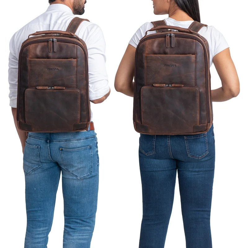 "Harlow" Leder Rucksack für Herren XL mit Laptop Fach 15 bis 17 Zoll groß