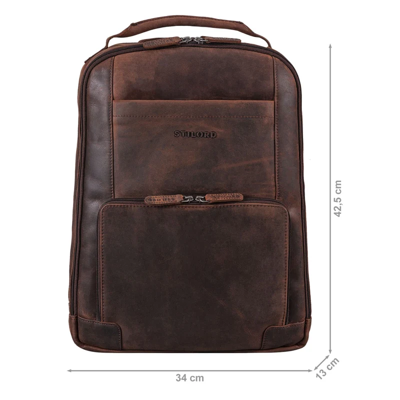 "Harlow" Leder Rucksack für Herren XL mit Laptop Fach 15 bis 17 Zoll groß