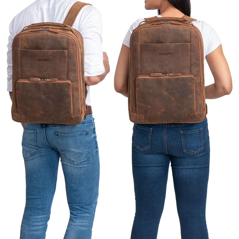 "Harlow" Leder Rucksack für Herren XL mit Laptop Fach 15 bis 17 Zoll groß