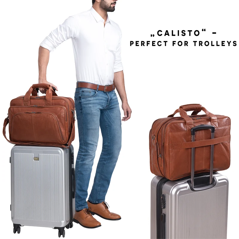 "Calisto" Extra Große Arbeitstasche Leder Vintage XX Aktentasche
